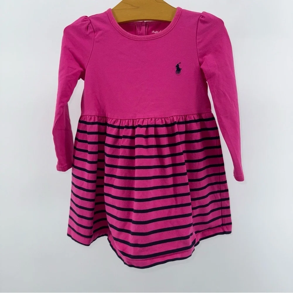 Ralph Lauren Pink and Navy Striped Girls Dress